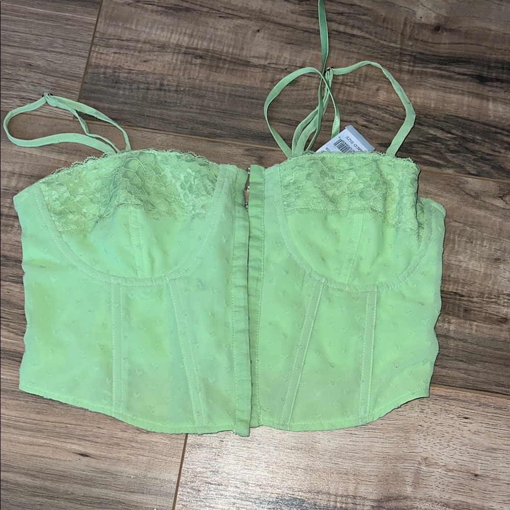 Lime Green Lace Bustier Top
